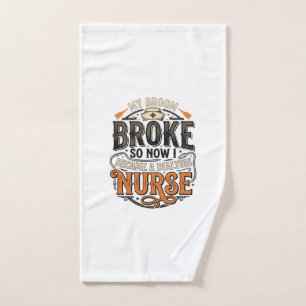 Dialysis Nurse Halloween Broom Broke Vintage Desig Hand Towel