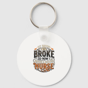 Dialysis Nurse Halloween Broom Broke Vintage Desig Keychain