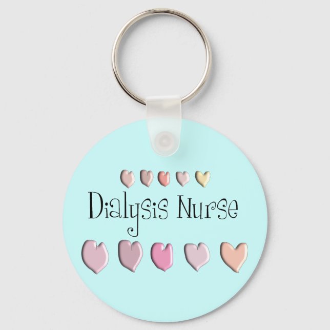 Dialysis Nurse Hearts Design Gifts Keychain (Front)