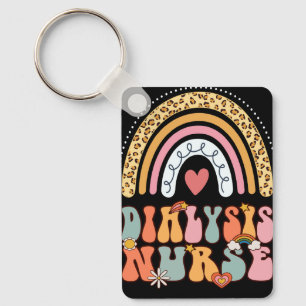 Dialysis Nurse Nephrology Nursing Groovy Retro Rai Keychain