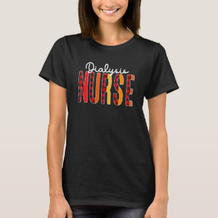 Dialysis Nurse Plaid Red Love Heart Stethoscope Rn T-Shirt