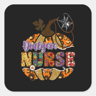 Dialysis Nurse Stethoscope Nursing Halloween Pumpk Square Sticker