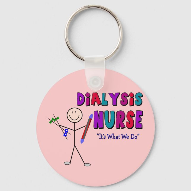 Dialysis Nurse Stick Person Design Keychain (Front)