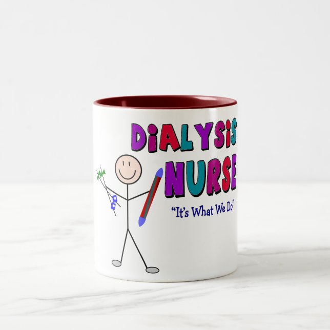 Dialysis Nurse Stick Person Design Two-Tone Coffee Mug (Center)