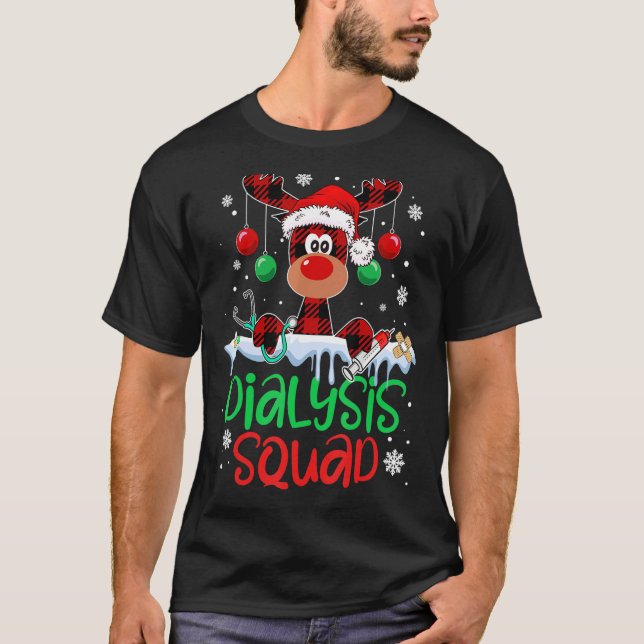 Dialysis Squad Christmas Reindeer Nurse Matching P T-Shirt (Front)