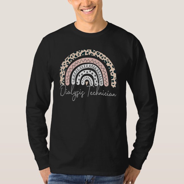 Dialysis Tech Nephrology Leopard Rainbow Technicia T-Shirt (Front)