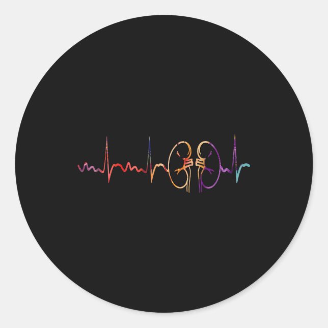 Dialysis Technician Nurse Kidney Heartbeat awarene Classic Round Sticker (Front)
