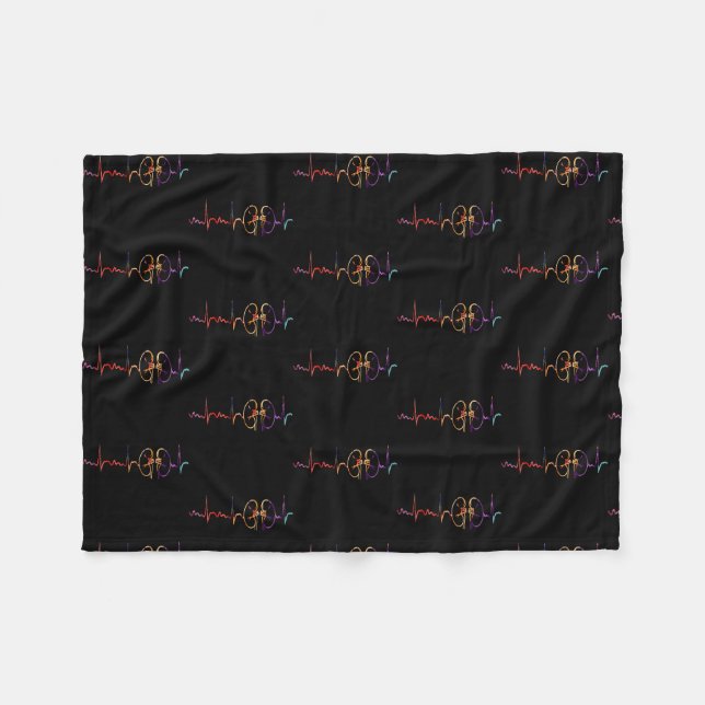 Dialysis Technician Nurse Kidney Heartbeat Fleece Blanket (Front (Horizontal))