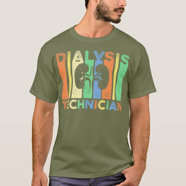 Dialysis Technician Retro Nephrology Tech T-Shirt (Front)