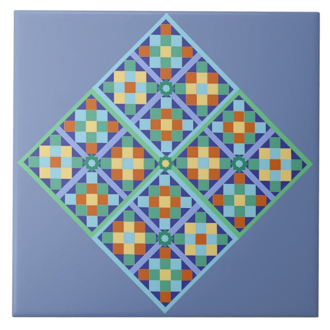 Diamant en carreaux marocains en terre cuite en or (Devant)