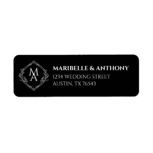 Diamant Floral Monogramme Mariage noir Retour