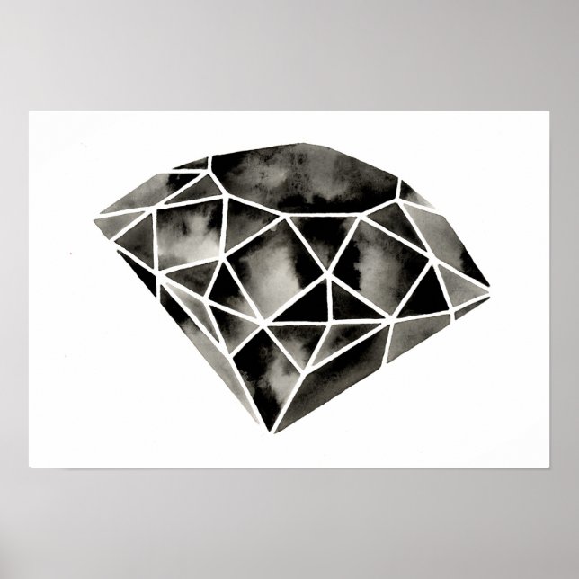 Diamant géométrique. Impression d'origine Noir Bla (Devant)