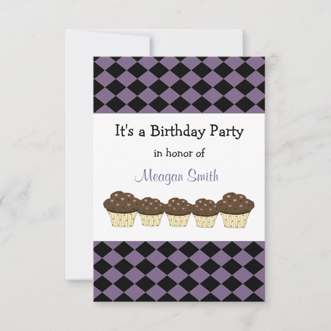 Diamant noir et violet Invitation d'anniversaire (Devant)