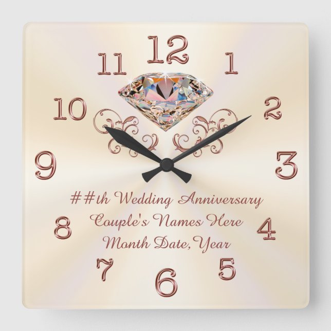 Diamant personnalisé, horloge de l'anniversaire d' (Recto)