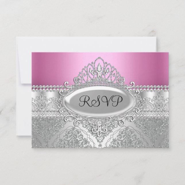 Diamant Tiara & Argent Damask rose RSVP (Devant)
