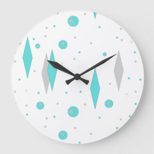 Diamant Turquoise Rétro & horloge murale Starburs