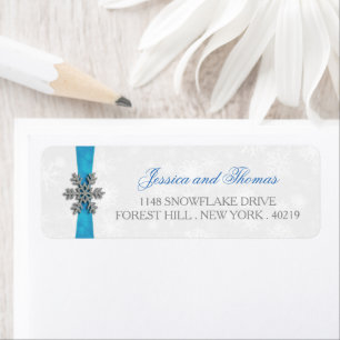 Diamante Snowflake & Blue Ribbon Mariage d'hiver