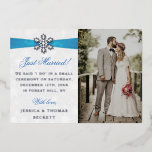 Diamante Snowflake & Blue Ribbon Winter Wedding<br><div class="desc">Let everyone know you did it, you married in style with these elegant and very trendy real foil pressed photo wedding announcement cards. The design is easy to personalize with your own wording and a photo of your choice and your family and friends will be thrilled when they receive these...</div>