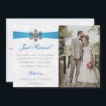 Diamante Snowflake & Blue Ribbon Winter Wedding Announcement<br><div class="desc">Let everyone know you did it,  you married in style with these elegant and very trendy wedding announcement cards. The design is easy to personalize with your special event wording and your family and friends will be thrilled when they receive these fabulous marriage announcement cards.</div>