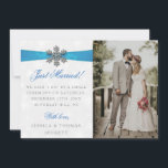 Diamante Snowflake & Blue Ribbon Winter Wedding Announcement<br><div class="desc">Let everyone know you did it,  you married in style with these elegant and very trendy wedding announcement cards. The design is easy to personalize with your special event wording and your family and friends will be thrilled when they receive these fabulous marriage announcement cards.</div>