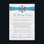 Diamante Snowflake & Blue Ribbon Winter Wedding Enclosure Card<br><div class="desc">The diamante snowflake & blue ribbon wedding collection is perfect for any couple planning a romantic winter wedding celebration. The design features a light silvery grey and white snowflake textured background with a diamante snowflake on top of a silky looking ribbon. The wording incorporates the same silvery grey and blue...</div>