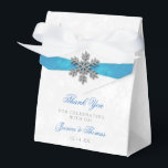 Diamante Snowflake & Blue Ribbon Winter Wedding Favor Box<br><div class="desc">Celebrate in style with these elegant and very trendy wedding favour boxes. The design is easy to personalize with your own wording and your family and friends will be thrilled when they receive this fabulous favour boxes. Matching items can be found in the collection.</div>