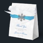 Diamante Snowflake & Blue Ribbon Winter Wedding Favor Box<br><div class="desc">Celebrate in style with these elegant and very trendy wedding favour boxes. The design is easy to personalize with your own wording and your family and friends will be thrilled when they receive this fabulous favour boxes. Matching items can be found in the collection.</div>