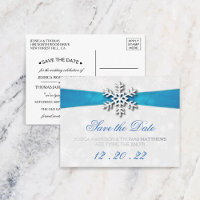 Diamante Snowflake & Blue Ribbon Winter Wedding