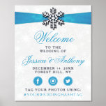 Diamante Snowflake & Blue Ribbon Winter Wedding Foil Prints<br><div class="desc">Celebrate in style with this elegant and very trendy real foil pressed wedding welcome sign. The design is easy to personalize with your own wording and your family and friends will be thrilled when they see this fabulous welcome sign. Matching wedding items can be found in the collection.</div>