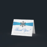 Diamante Snowflake & Blue Ribbon Winter Wedding Holiday Card<br><div class="desc">The diamante snowflake & blue ribbon wedding collection is perfect for any couple planning a romantic winter wedding celebration. The design features a light silvery grey and white snowflake textured background with a diamante snowflake on top of a silky looking ribbon. The wording incorporates the same silvery grey and blue...</div>
