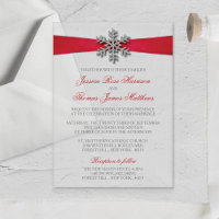 Diamante Snowflake & Red Ribbon Winter Wedding