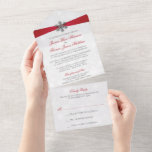 Diamante Snowflake & Red Ribbon Winter Wedding All In One Invitation<br><div class="desc">Celebrate in style with these elegant and very trendy all in one wedding invitations with easy tear off RSVP. This design is easy to personalize with your special event wording and your guests will be thrilled when they receive these fabulous invites. Matching wedding items can be found in the collection....</div>