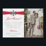 Diamante Snowflake & Red Ribbon Winter Wedding Announcement<br><div class="desc">Let everyone know you did it,  you married in style with these elegant and very trendy wedding announcement cards. The design is easy to personalize with your special event wording and your family and friends will be thrilled when they receive these fabulous marriage announcement cards.</div>