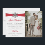 Diamante Snowflake & Red Ribbon Winter Wedding Announcement<br><div class="desc">Let everyone know you did it,  you married in style with these elegant and very trendy wedding announcement cards. The design is easy to personalize with your special event wording and your family and friends will be thrilled when they receive these fabulous marriage announcement cards.</div>