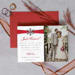 Diamante Snowflake & Red Ribbon Winter Wedding Announcement<br><div class="desc">Let everyone know you did it,  you married in style with these elegant and very trendy wedding announcement cards. The design is easy to personalize with your special event wording and your family and friends will be thrilled when they receive these fabulous marriage announcement cards.</div>