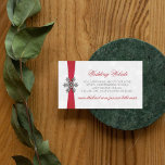 Diamante Snowflake & Red Ribbon Winter Wedding Enclosure Card<br><div class="desc">The diamante snowflake & red ribbon wedding collection is perfect for any couple planning a romantic winter wedding celebration. The design features a light silvery grey and white snowflake textured background with a diamante snowflake on top of a silky looking ribbon. The wording incorporates the same silvery grey and red...</div>