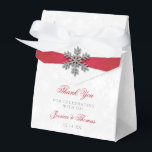 Diamante Snowflake & Red Ribbon Winter Wedding Favor Box<br><div class="desc">Celebrate in style with these elegant and very trendy wedding favour boxes. The design is easy to personalize with your own wording and your family and friends will be thrilled when they receive this fabulous favour boxes. Matching items can be found in the collection.</div>