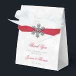 Diamante Snowflake & Red Ribbon Winter Wedding Favor Box<br><div class="desc">Celebrate in style with these elegant and very trendy wedding favour boxes. The design is easy to personalize with your own wording and your family and friends will be thrilled when they receive this fabulous favour boxes. Matching items can be found in the collection.</div>