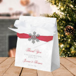 Diamante Snowflake & Red Ribbon Winter Wedding Favor Box<br><div class="desc">Celebrate in style with these elegant and very trendy wedding favour boxes. The design is easy to personalize with your own wording and your family and friends will be thrilled when they receive this fabulous favour boxes. Matching items can be found in the collection.</div>