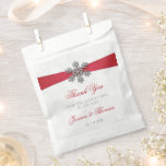 Diamante Snowflake & Red Ribbon Winter Wedding Favour Bag<br><div class="desc">Celebrate in style with these elegant and very trendy wedding favour bags. The design is easy to personalize with your special event wording and your guests will be thrilled when they see these fabulous favour bags. Matching wedding items can be found in the collection.</div>