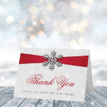 Diamante Snowflake & Red Ribbon Winter Wedding Foil Greeting Card<br><div class="desc">Say thank you in style with these elegant and very trendy wedding photo real foil pressed thank you cards. The design is easy to personalize with your own photo and wording and your family and friends will be thrilled when they receive these fabulous thank yous. Matching items can be found...</div>