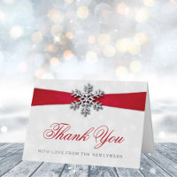 Diamante Snowflake & Red Ribbon Winter Wedding