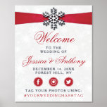 Diamante Snowflake & Red Ribbon Winter Wedding Foil Prints<br><div class="desc">Celebrate in style with this elegant and very trendy real foil pressed wedding welcome sign. The design is easy to personalize with your own wording and your family and friends will be thrilled when they see this fabulous welcome sign. Matching wedding items can be found in the collection.</div>