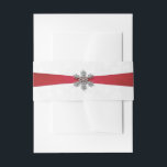 Diamante Snowflake & Red Ribbon Winter Wedding Invitation Belly Band<br><div class="desc">Celebrate in style with these elegant wedding invitation belly bands. The matching wedding items can be found in the collection.</div>