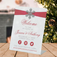 Diamante Snowflake & Red Ribbon Winter Wedding