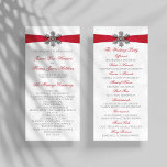 Diamante Snowflake & Red Ribbon Winter Wedding Program<br><div class="desc">The diamante snowflake & red ribbon wedding collection is perfect for any couple planning a romantic winter wedding celebration. The design features a light silvery grey and white snowflake textured background with a diamante snowflake on top of a silky looking ribbon. The wording incorporates the same silvery grey and red...</div>