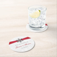 Diamante Snowflake & Red Ribbon Winter Wedding