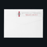 Diamante Snowflake & Red Ribbon Winter Wedding Wrap Around Label<br><div class="desc">The diamante snowflake & red ribbon wedding collection is perfect for any couple planning a romantic winter wedding celebration. The design features a light silvery grey and white snowflake textured background with a diamante snowflake on top of a silky looking ribbon. The wording incorporates the same silvery grey and red...</div>