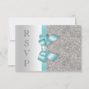 Diamants d'argent turquoise Faux Bow RSVP