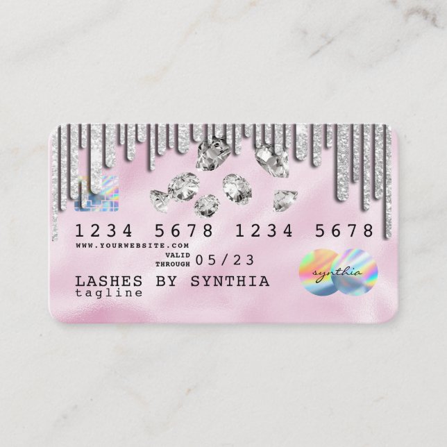 Diamants de carte de crédit Unicorn Pink Holograph (Devant)